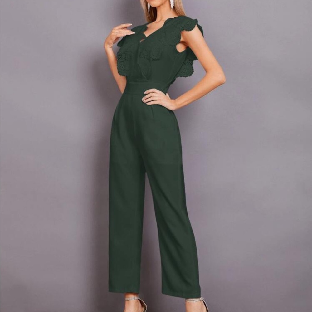 Elegant Green Lace Romper